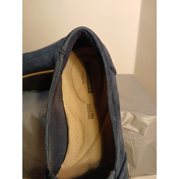 Clarks SHARON DASHER Blue Suede Designer Wedge Loafer WMS 10W  NEW ($110) - Picture 4 of 16